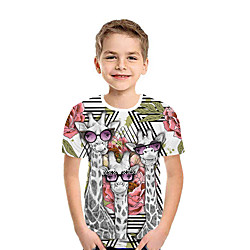 Enfants Garçon T-shirt Tee-shirts Manches Courtes Flocon de Neige 3D effet Fleurie Animal Blanche Enfants Hauts Eté Actif Usage quotidien Standard 3-12 ans miniinthebox