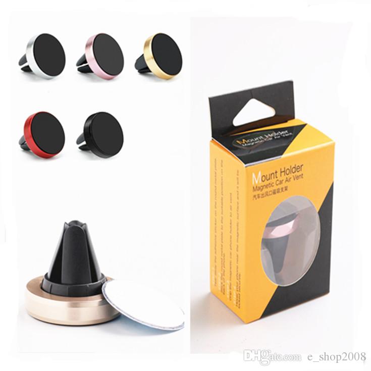 Universal Metal Air Vent Magnetic Mobile Phone Holder For iPhone Samsung Magnet Car Phone Holder Aluminum Silicone Mount Holder Stand DHL