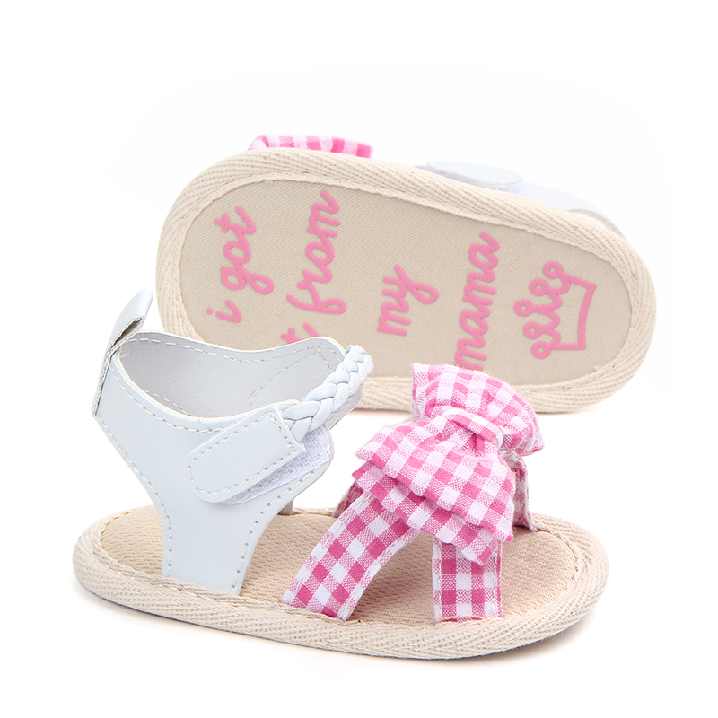 Toddler Girl's Plaid Bow Braiding Sandals