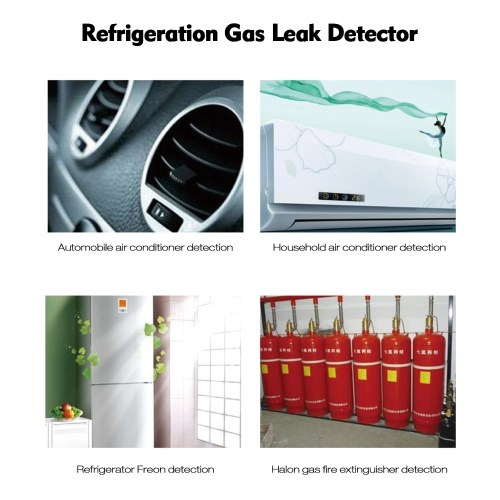 Détecteur de fuite de gaz de réfrigération Testeur de fuite de fréon Vérificateur de détecteur de fuite d'halogène portable avec haute sensibilité pour climatiseur de voiture