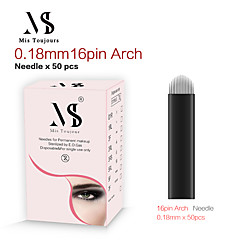 50pcs manuelle Permanent Make-up Nadeln 0.18mm 16u Form Tebori Tattoo Klingen für Microblading