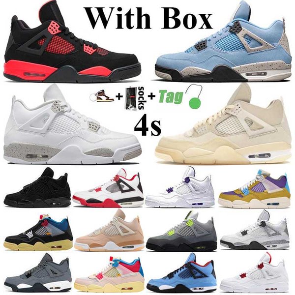 2022 With Box Jumpman 4 4s Mens Basketball Shoes University Blue Infrared Sail Red Thunder Shimmer White Oreo Paris Black Cat Bred Women Sneakers Trainers Size 36-47
