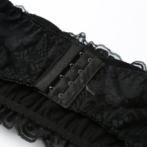 Women Lace Wireless Bra Bandage Padded Strapless Adjustable Back Thin Breathable Bra Crop Top Brassiere Underwear Black/White