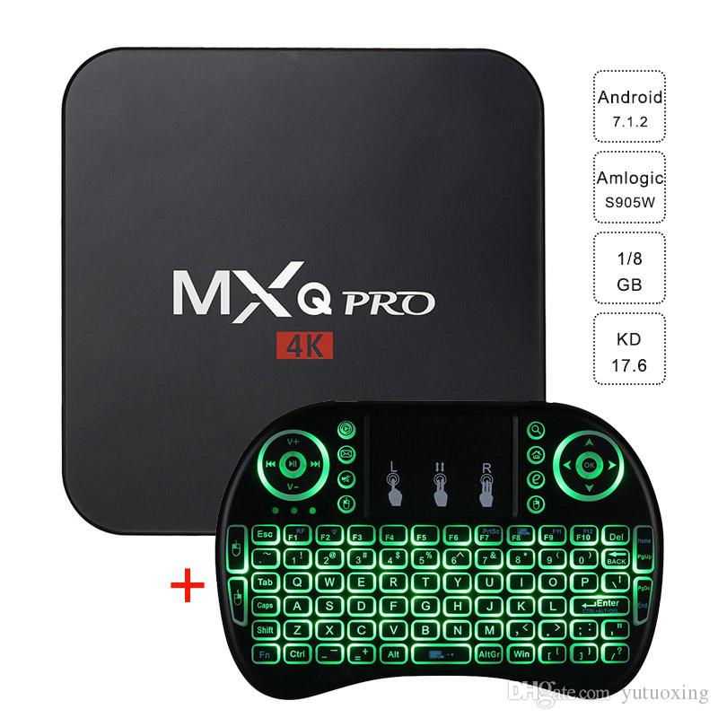 MXQ PRO Android Tv Box S905W Quad Core 1GB 8GB 17.6 Media Player with i8 Wireless Keyboard Fly Air Mouse Li-battery