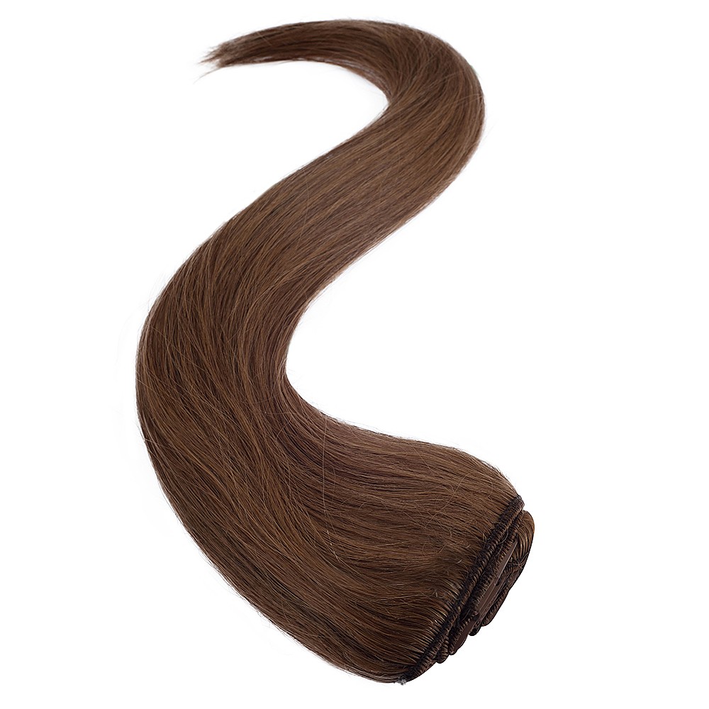 wildest dreams clip in full head human hair extension 18 inch - 5b hazel brown