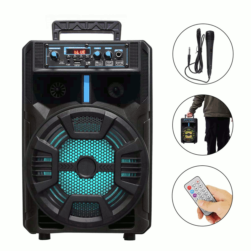 Tragbarer FM-Bluetooth-Wireless-Lautsprecher Subwoofer Heavy Bass Sound System mit Fernbedienung für Party