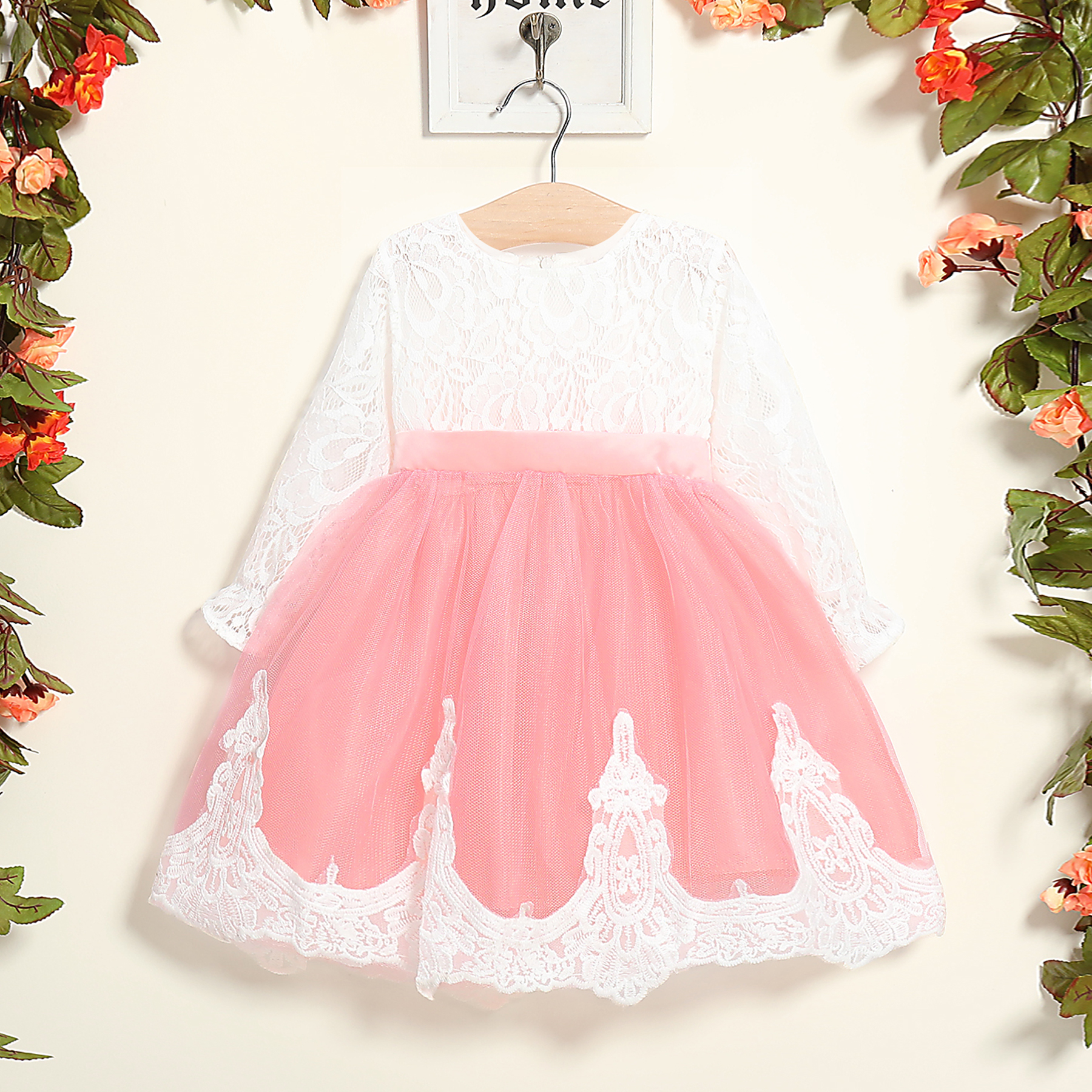 Lace-up and Tulle Splice Princess Dress for Baby Girl