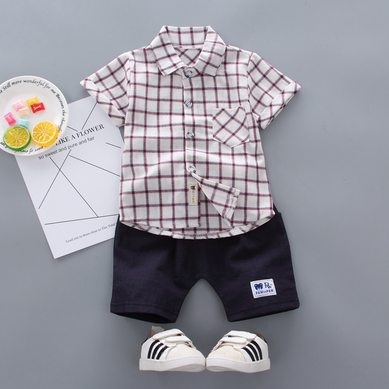 Baby / Toddler Plaid Short-sleeve Tee and Solid Shorts Set