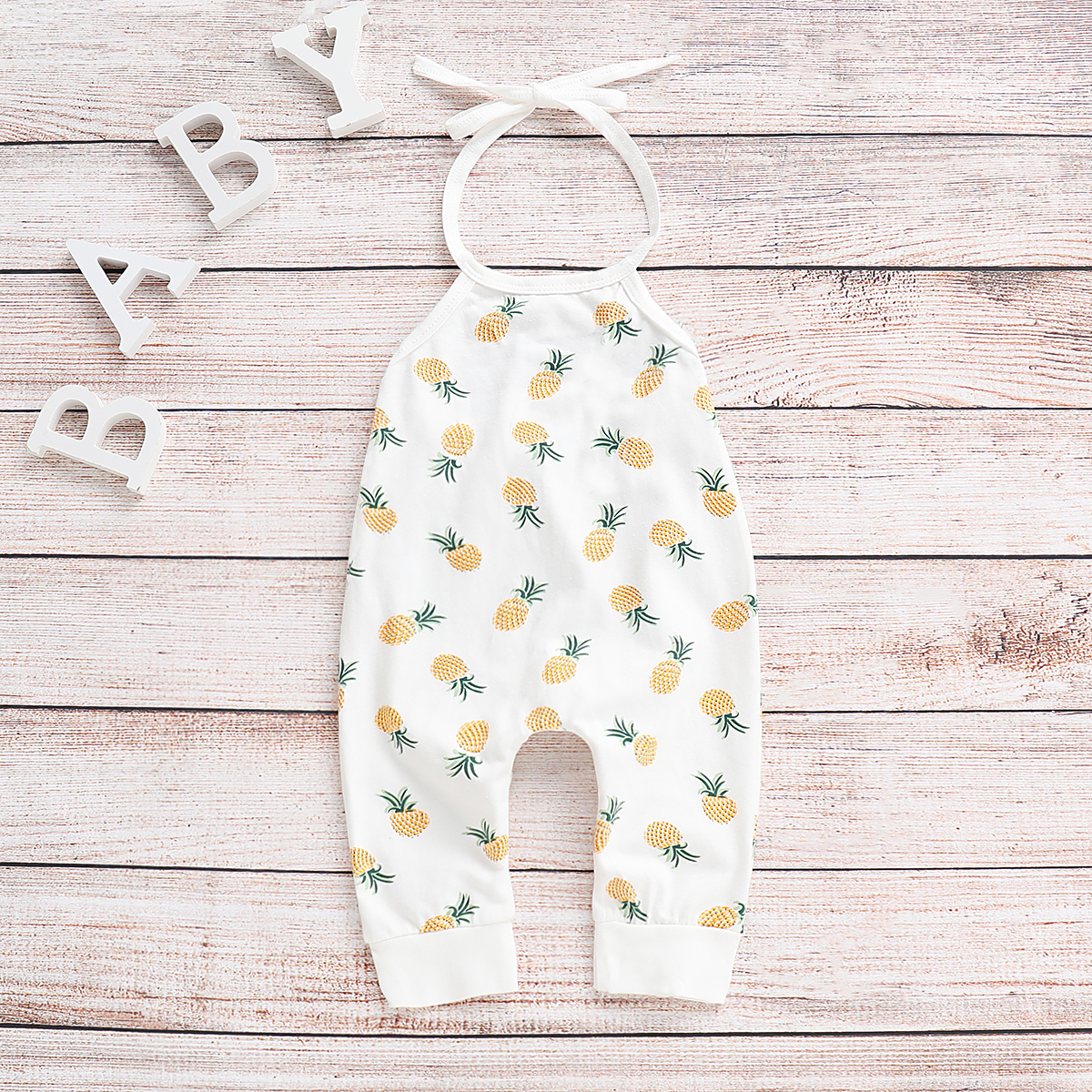 Baby's Breathable Allover Pineapple Halter Jumpsuit