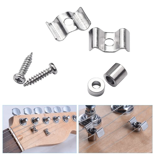 1 Guide Arbre Paire Métal Corde Retenue pour Fender ST & SQ Guitare électrique Basse Pièces de rechange Argent