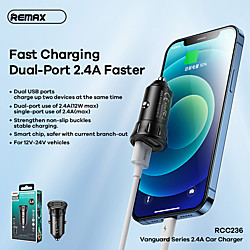 Remax 12 W Puissance de sortie USB Prise de chargeur USB de voiture Chargeur de portable Pour iPad Mobile Lightinthebox