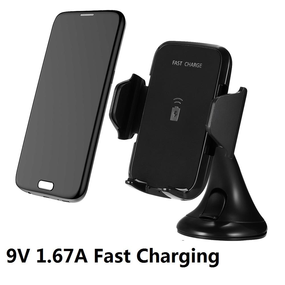 9V 1.67A Fast Charging Qi Wireless Car Charger Phone Mount Holder For Samsung Galaxy S8 Edge Plus iPhone8 Plus In Retail 10pcs/lot