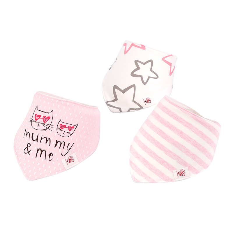 3-pack Cotton Cute Cat Letter Print Cartoon Design Bibs Set