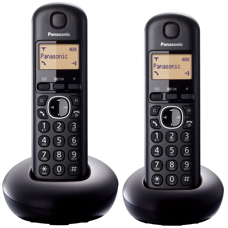 Panasonic Twin Digital Cordless Telephone with LCD Display - Black (KX-TGB212EB)