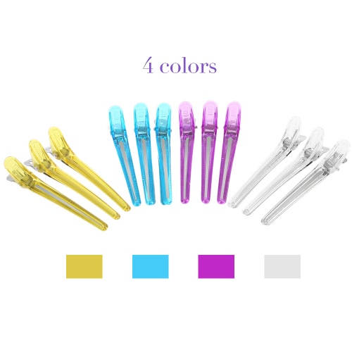 12Pcs Colorful Hair Grip Clips Hairdressing Sectioning Cutting Clamps Professional Plastic Salon Styling Hair Grip Clips Tool
