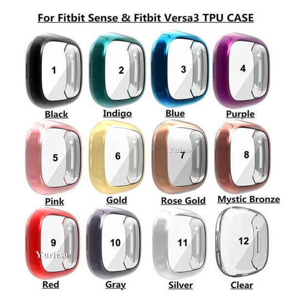 Soft Tpu Case for Fitbit Sense/ for Fitbit Versa 3 Band Waterproof Watch Shell Cover Screen Protector Protective Bumper Factory Direct