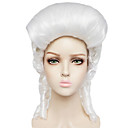 Herzogin Cosplay Perücken Herrn Damen Asymmetrischer Haarschnitt 16 Zoll Hitzebeständige Faser Locken Weiß Weiß Anime