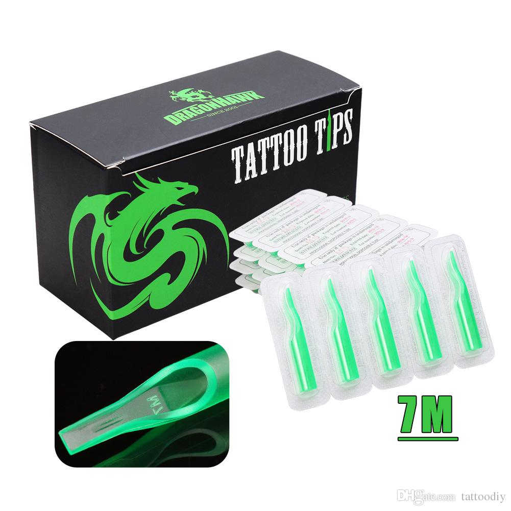 Wholesale tattoo tips 50 pcs plastic material 7M clean & durable green color WT018-7M