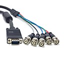 3m 10FT 15pin VGA HDB15 Male to 5 BNC Male RGBHV Extension Video HDTV Cable with Ferrite Core