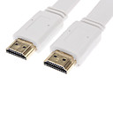 HDMI V1.4 Male to Male Cable White Flat-type for Smart LED HDTV/Chromecast/Blu-Ray DVD(1.5M)