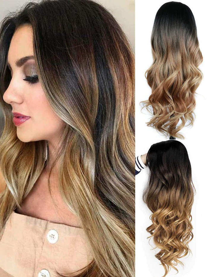 Side Part Long Body Wave Ombre Synthetic Wig