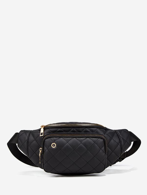 Rhomboid Textured Solid Color Chest Bag Black