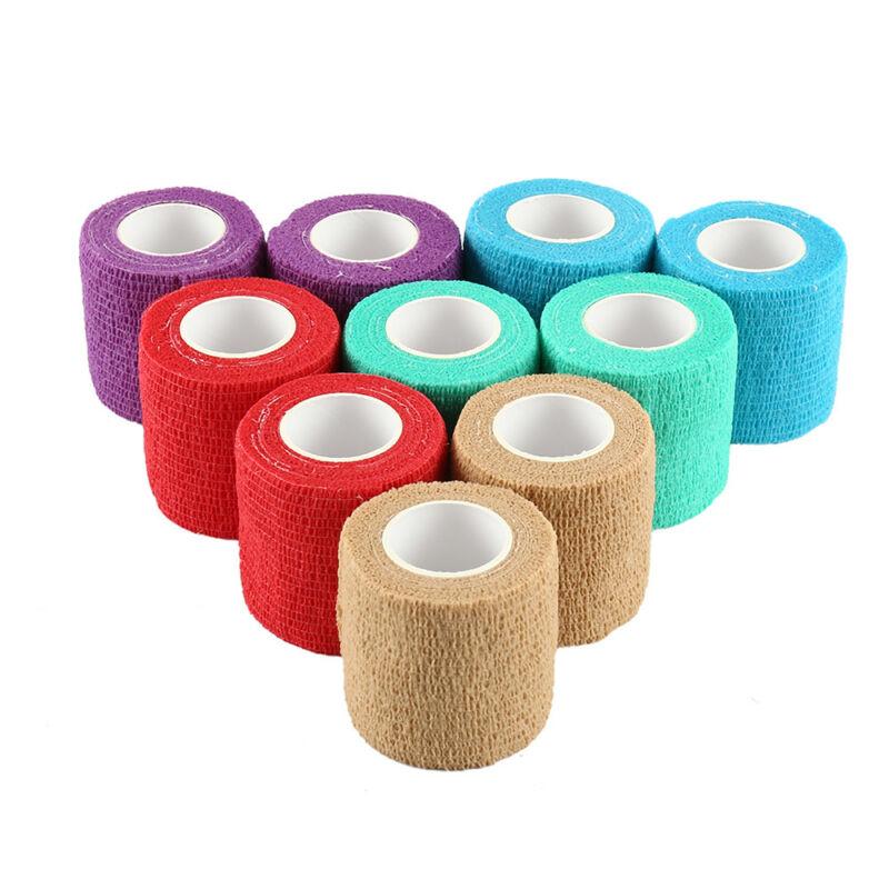 Tattoo Grip Tape Covers Elastic 50mm Flexible Nonwoven Cohesive Wrap Nail Protection Self Adhesive Self Bandages Tattoo Accesories 12 Rolls