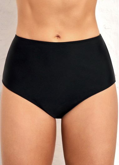 ROTITA High Waisted Black Elastic Detail Swimwear Panty