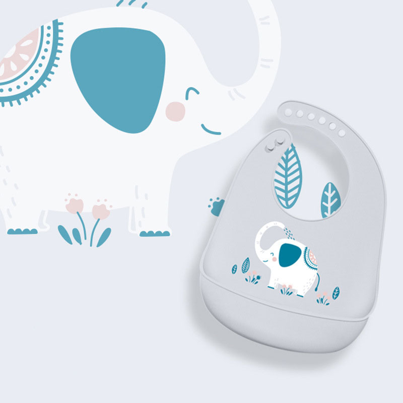 Waterproof Silica-gel Cartoon Animal Print Bibs Set for Baby