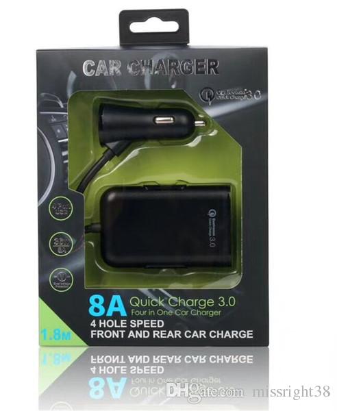 8A 4 Ports USB charger QC 3.0 Fast Quick Charging Car charger auto power adapter for iphone 7 8 Samsung s6 s7 s8 android phoner