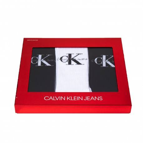 Calvin Klein Gift Box: 3-Pack Domini Socks - Black - White - Black TU