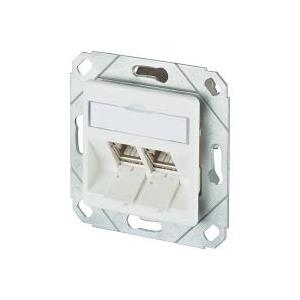 BTR Datendose C6Amodul, Cat 6A, 270°, 2-fach, Kanaleinbau, reinweiß RAL 9010 Zum Anschluss von 2 PCs, Kabelzuführung nach unten (130B12D21002-E)