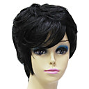 Capless 100% vrais cheveux humains courte noir perruque de cheveux ondulés