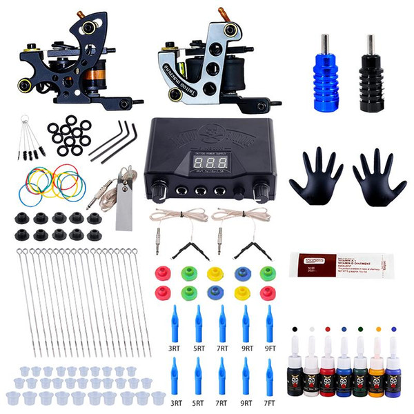 Complete Tattoo Kit Coil Tattoo Machine Set Power Supply Needles Professional Machine Kit for Beginner Starter