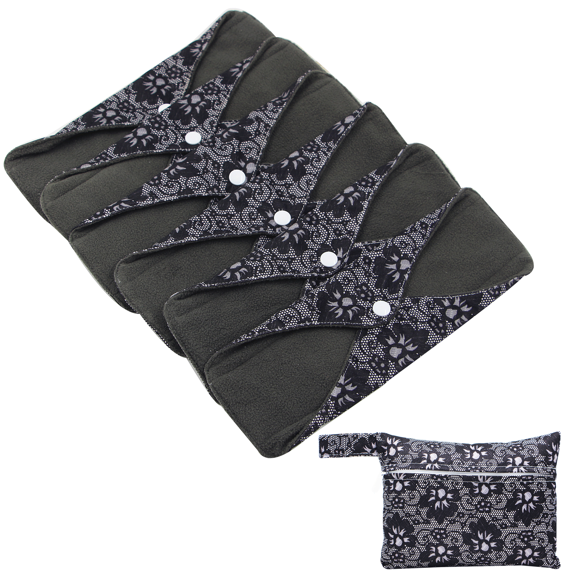 6-pack Reusable Menstrual Pads and Wet Bag