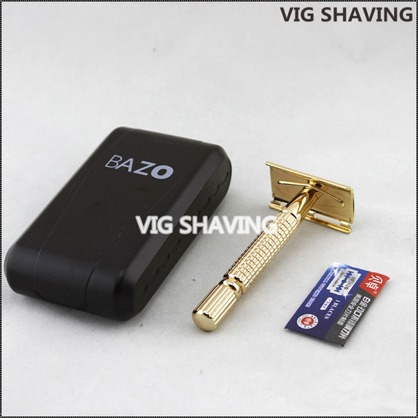 Wholesale-Metal Rose gold color shaver double edge safety razor for men shaving