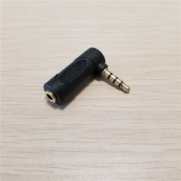10pcs/lot 90 degree elbow 3.5mm 4 pole male to female dc adapter connector gold-plated for iphone black