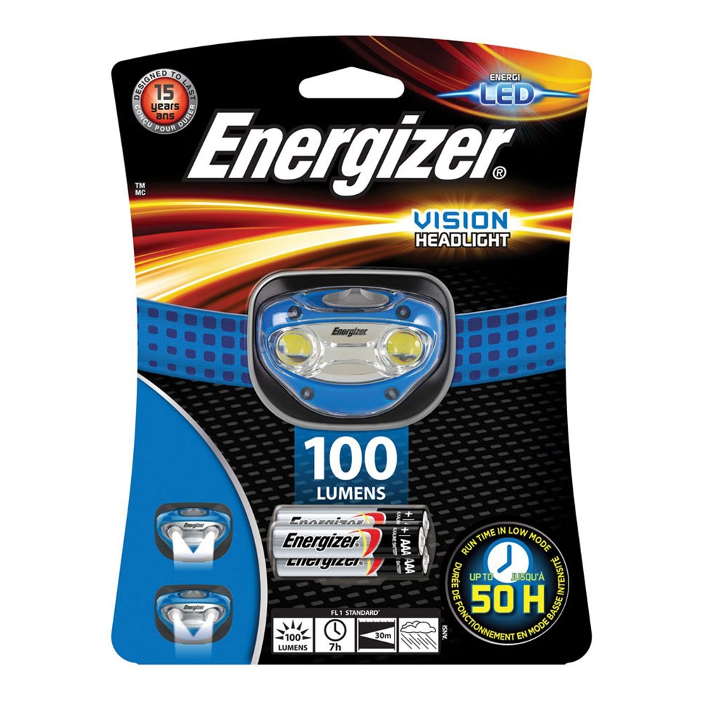 Energizer Vision 100 Lumen LED Head Lght Head Lamp Includes 3x AAA Energizer Batteries