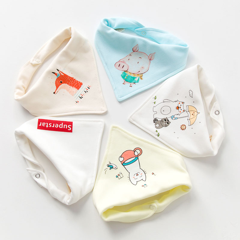 5-pack Cute Cotton Animal Print Baby Bibs