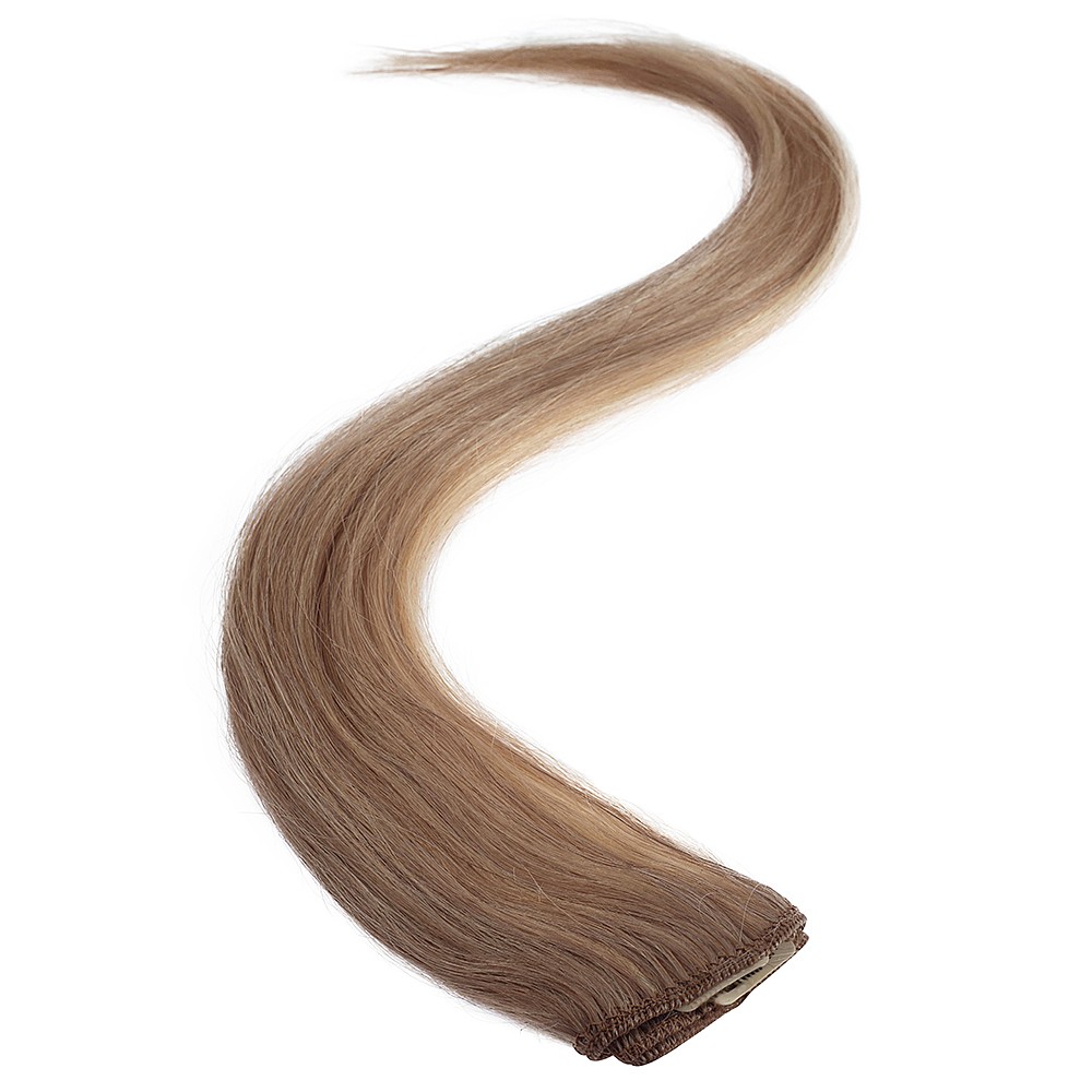 wildest dreams clip in single weft human hair extension 18 inch - 18/22 medium blonde