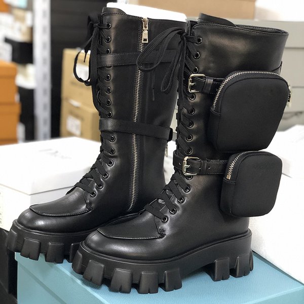 Women Rois Milano Motorcycle Boots Ladies Leather Removable Keycase Rois Boots Thick Bottom Knight the knee Martin booties NO49