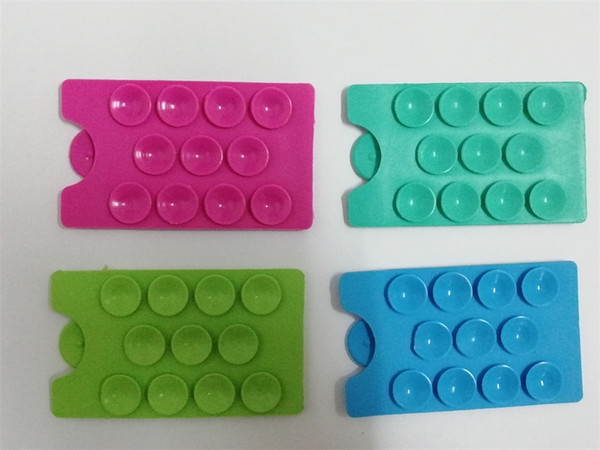 fashion mix color portable suction cup stick on business adhesive silicone credit card holder for mobile phone device