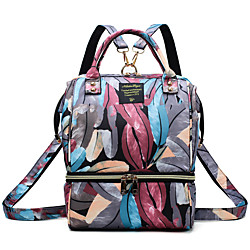 Women's Oxford School Bag Large Capacity Zipper Geometric Floral Print Daily Outdoor Navy Blue Rainbow Lightinthebox