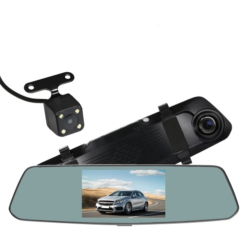 5 Inch IPS 1080P Rearview Mirror Car DVR Touch Screen Dual Lens