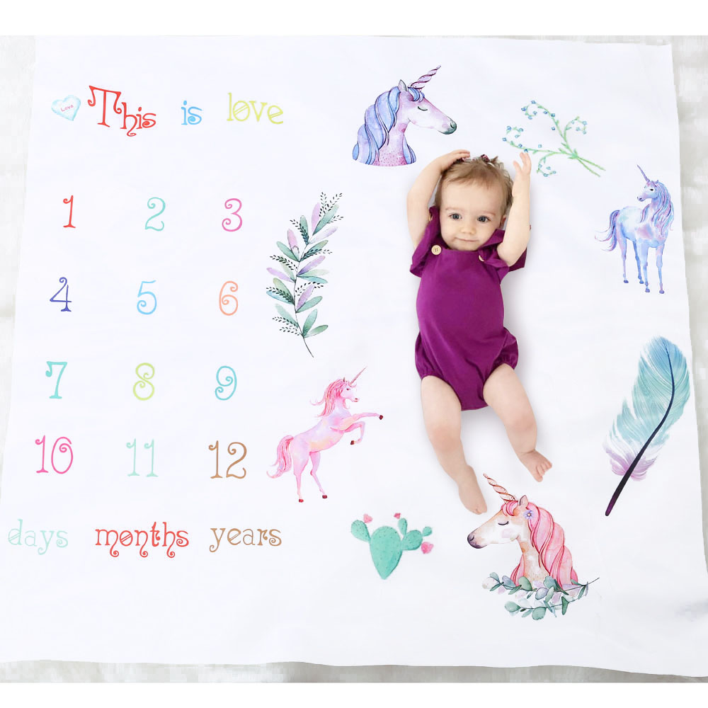 Unicorn Print Baby Photography Background Blanket