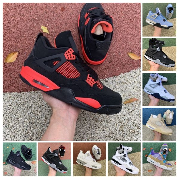 Jumpman Sail White Oreo 4 4s Basketball Shoes University Blue Mens Union NOIR Desert Moss Fire Red Thunder Bred Taupe Haze What The Black Cat Cement Trainer Sneakers