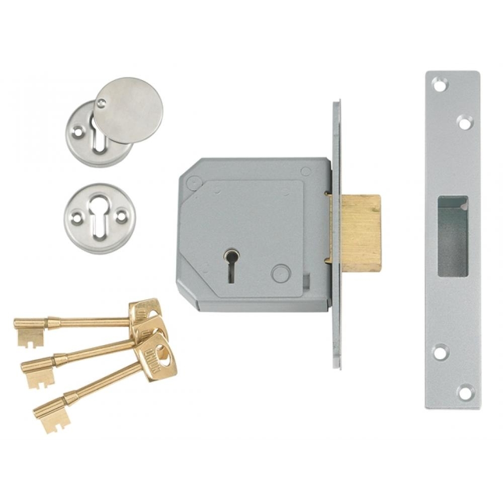 Union 3G114E 5 Lever Mortice Deadlock C-Series 80mm Case Satin Chrome