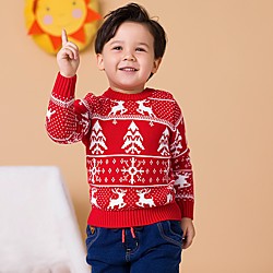 Kids Boys' Christmas Sweater Long Sleeve Red Navy Blue Elk Cotton Christmas Gifts Indoor Outdoor Active Daily 1-5 Years / Fall / Winter Lightinthebox