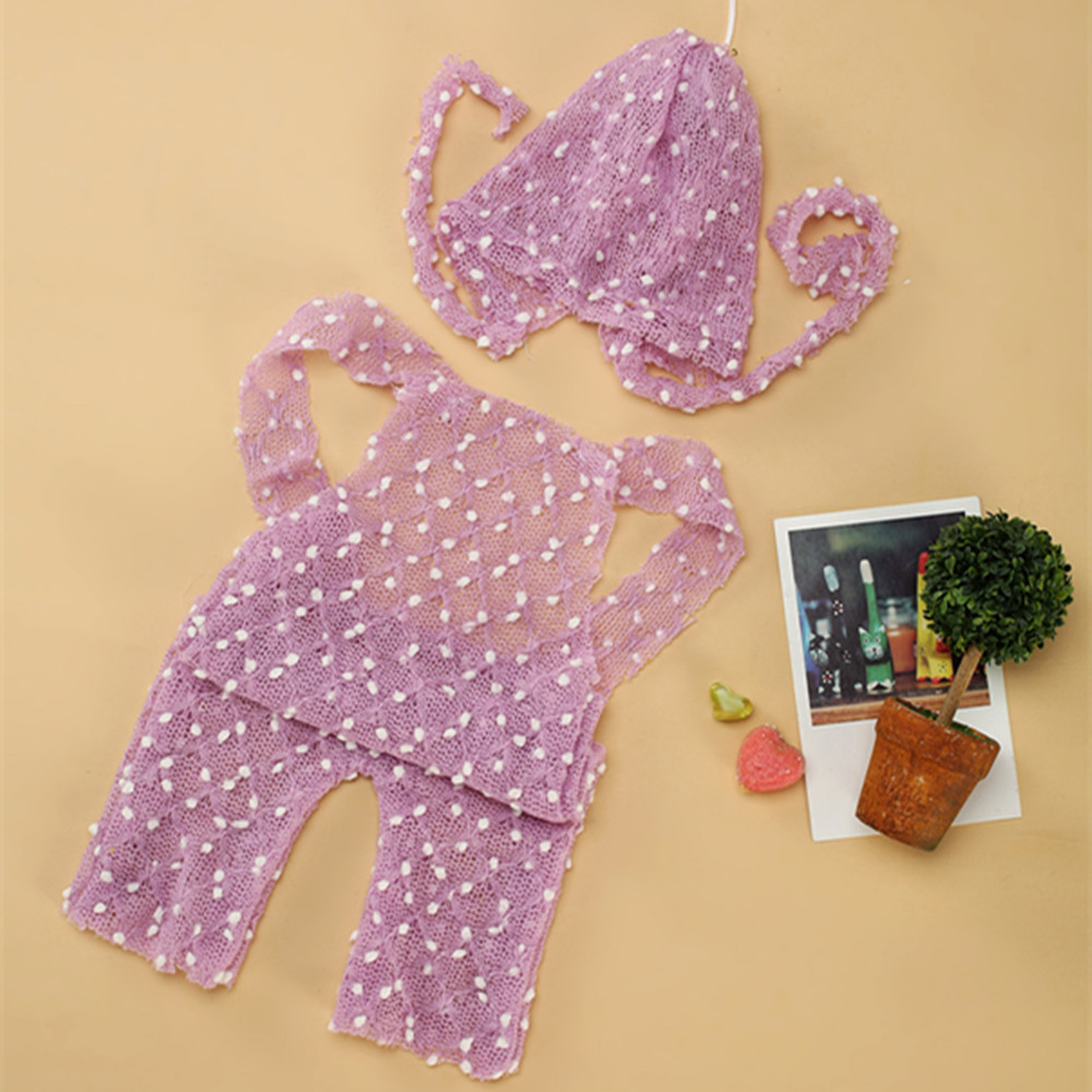 Polka Dots Design Baby Photography Prop Overalls and Hat Set