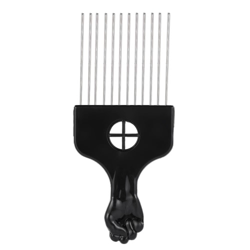 3Pcs Metal Afro Comb African American Pick Comb Hair Brush Hairdressing Styling Tool Black Fist
